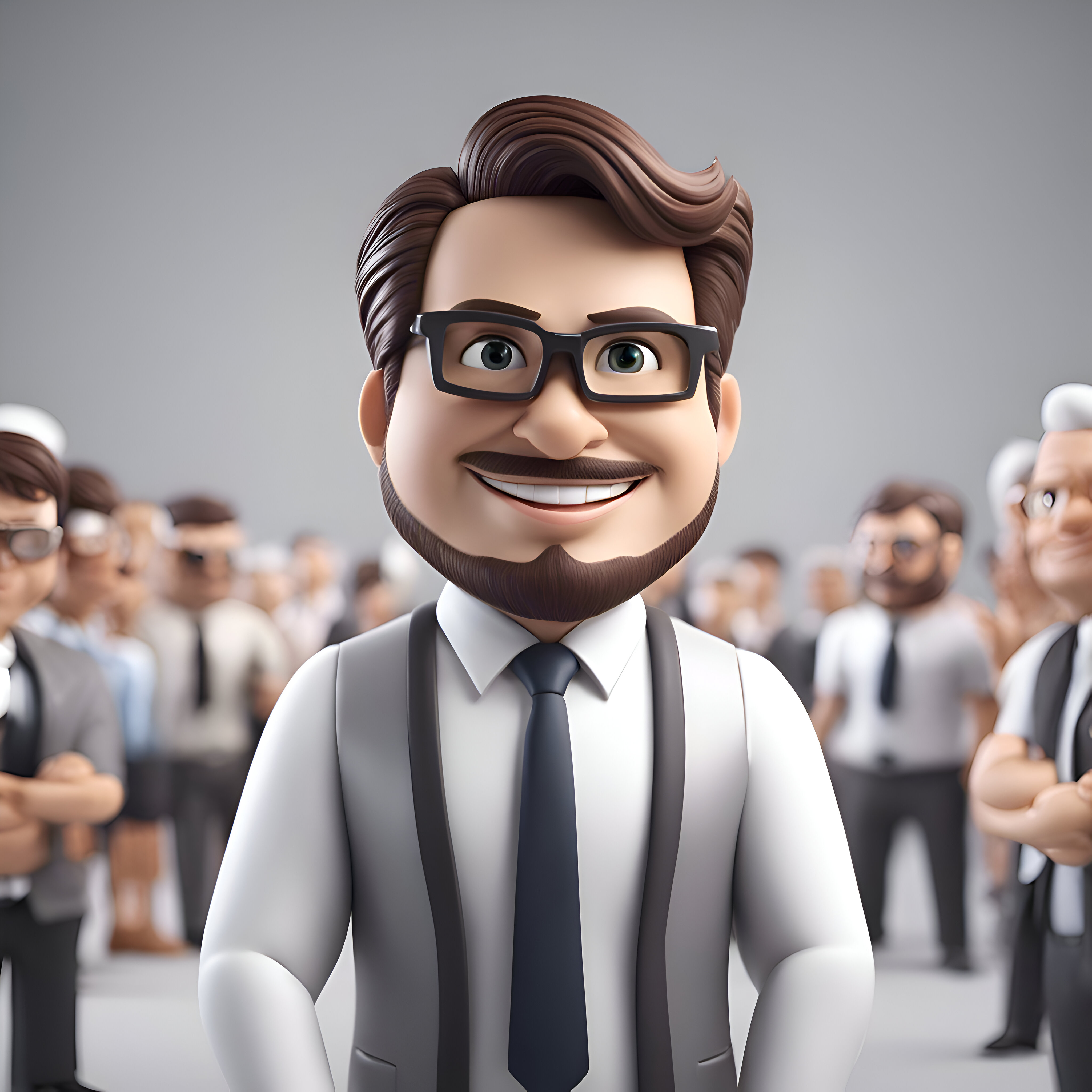 Portrait of a smiling businessman with glasses standing in front